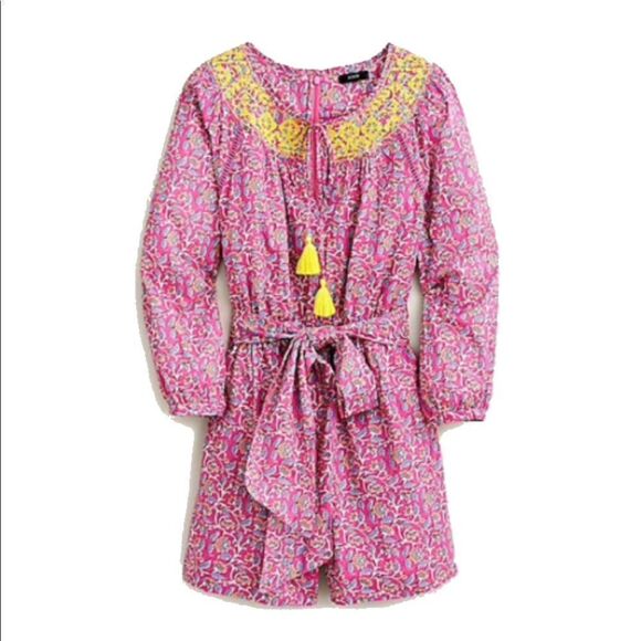 💜 NWT Pink Block Prints Romper with Tassels - Picture 1 of 3